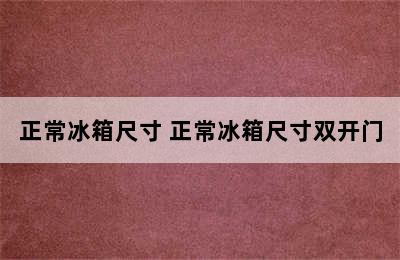 正常冰箱尺寸 正常冰箱尺寸双开门